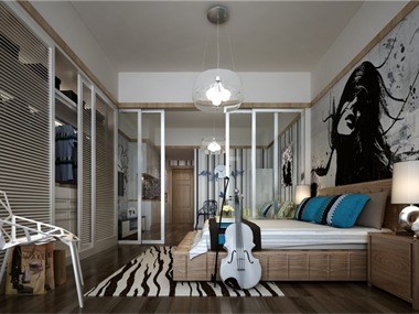 现代艺术风精装房卧室