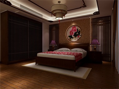 中式卧室背景墙效果图