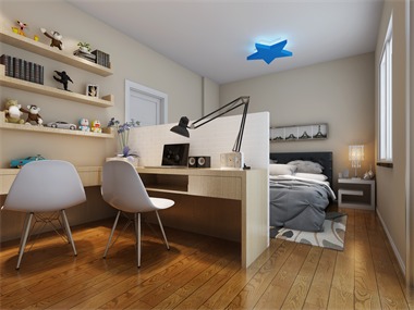 现代卧室工作区效果图