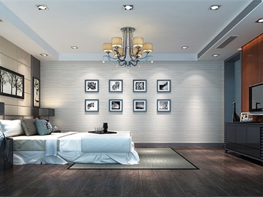 现代卧室照片墙效果图
