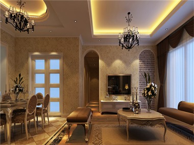 140平欧式风格家装案例图客厅