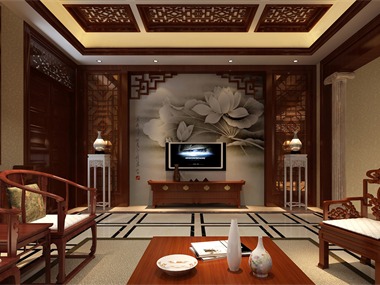 中式客厅背景墙效果图