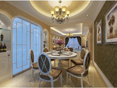 客厅以瓷砖地面做为装饰元素，更能璋显出奢华的时尚美